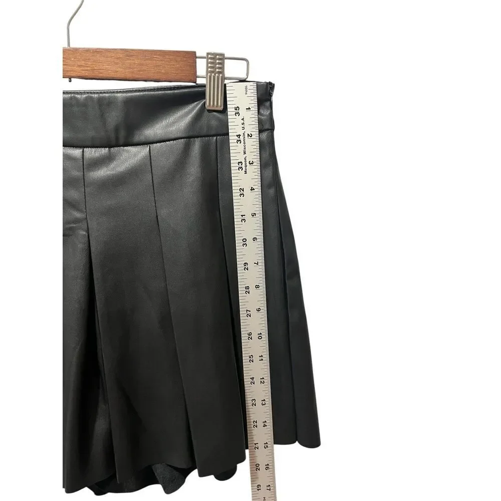 Altar'd State Faux Leather Pleated Mini Skort Size Medium Black NWT